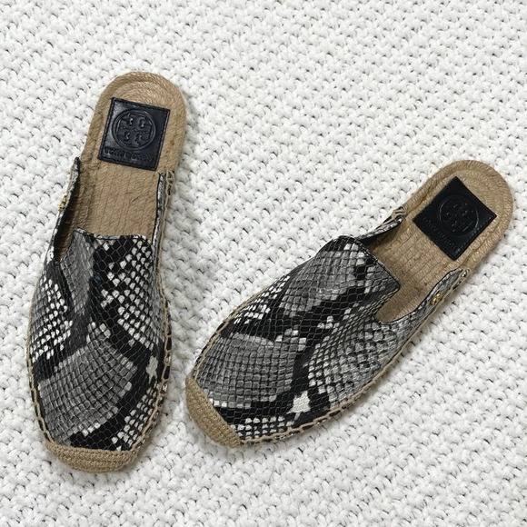 Tory Burch Shoes - Tory Burch sz 6 Tricolor Python Embossed Leather Espadrille Mules